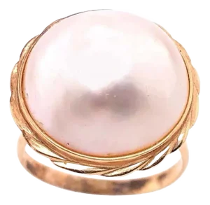 14 Karat Yellow Gold Dome Pearl Ring