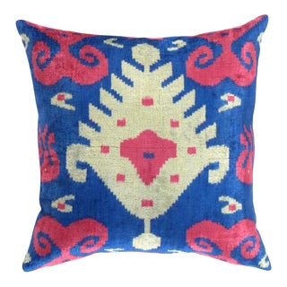 Turkish Hand Woven Silk Velvet Pillow 20'' #Ti 292 For Sale