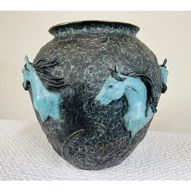 Bob Parks "Horses of the Desert" Western Bronze Oversize Vase Sculpture For Sale - Image 4 of 7