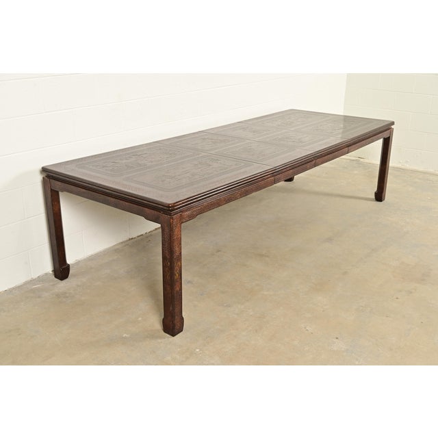 Mario Buatta for John Widdicomb Hollywood Regency Chinoiserie Faux Tortoise Shell Extension Dining Table, Circa 1970s For Sale - Image 16 of 16