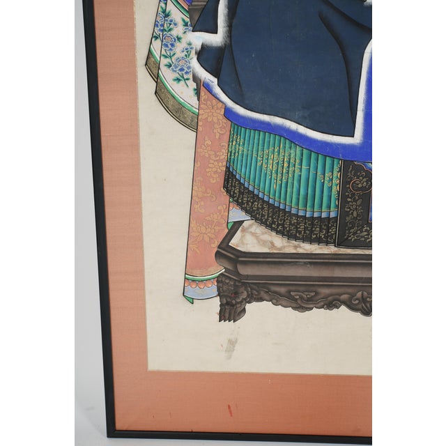 Antique 66" Tall Chinese Ancestral Painted Portraits, a Pair For Sale - Image 9 of 12
