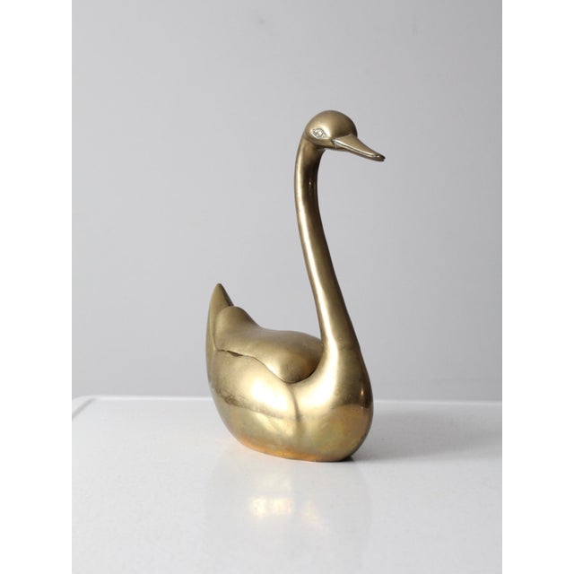 Mid-Century Modern Mid Century Brass Swan Box For Sale - Image 3 of 12