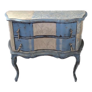 Early 21st Century Anthropologie 2-Drawer Découpaged Console Dresser For Sale