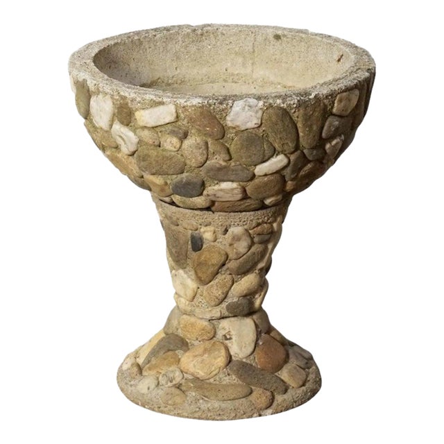 Raised Pebble-Pot Garden Planter or Urn With Embedded Stones From France For Sale
