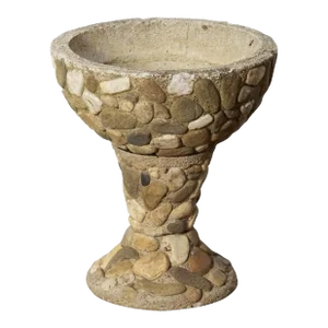 Raised Pebble-Pot Garden Planter or Urn With Embedded Stones From France