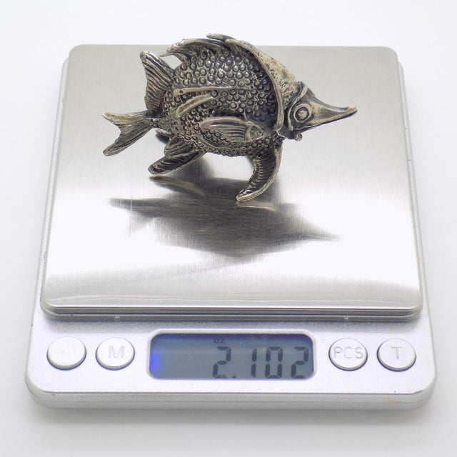 Vintage Italian Handmade Silver Longnose Butterfly Fish Figurine by Donati, Tuscany, 1950s For Sale - Image 12 of 14