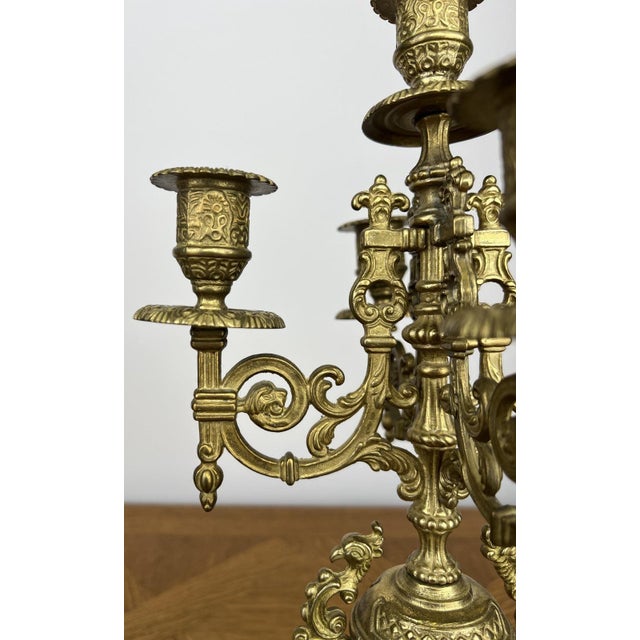 Metal Vintage French Style Ornate Candleholders, Set of 2 For Sale - Image 7 of 16