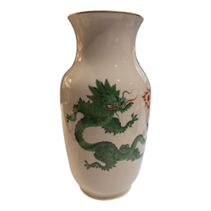 Large Meissen Green Ming Dragon Vase