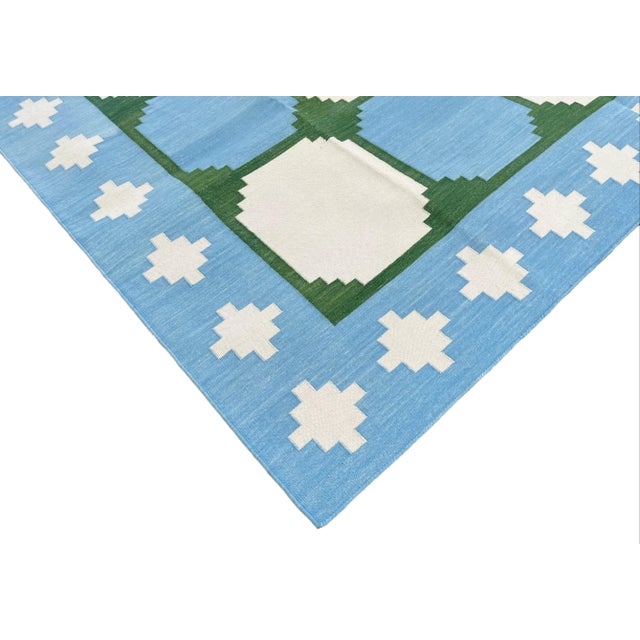 Not Yet Made - Made To Order Handmade Cotton Area Rug Vegetable Dyed Sky Blue and Green Vista Rug-8'x10' For Sale - Image 5 of 11