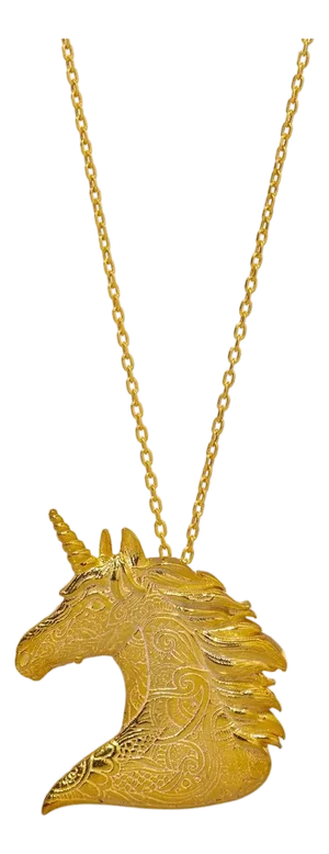 Majestic Unicorn Aura Gold Pendant Chain Necklace