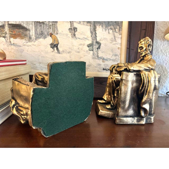 Mid 20th Century Mid-Century Americana Abraham Lincoln Plaster Bookends - a Pair For Sale - Image 5 of 5