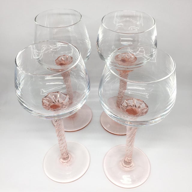 Vintage Twisted Blush Stem Wine Glasses Set of 4 Chairish
