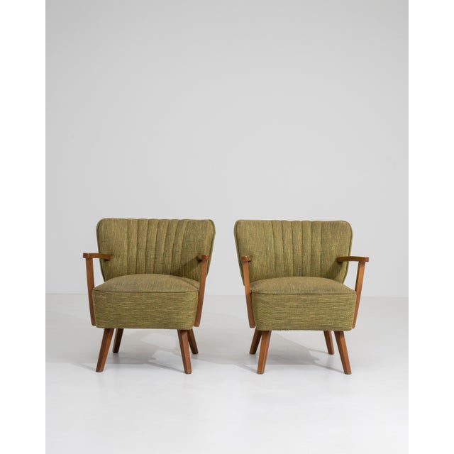 Mid 20th Century Pair of Mid-Century Modern Upholstered Armchairs, Antique, Denmark, 20th Century For Sale - Image 5 of 13