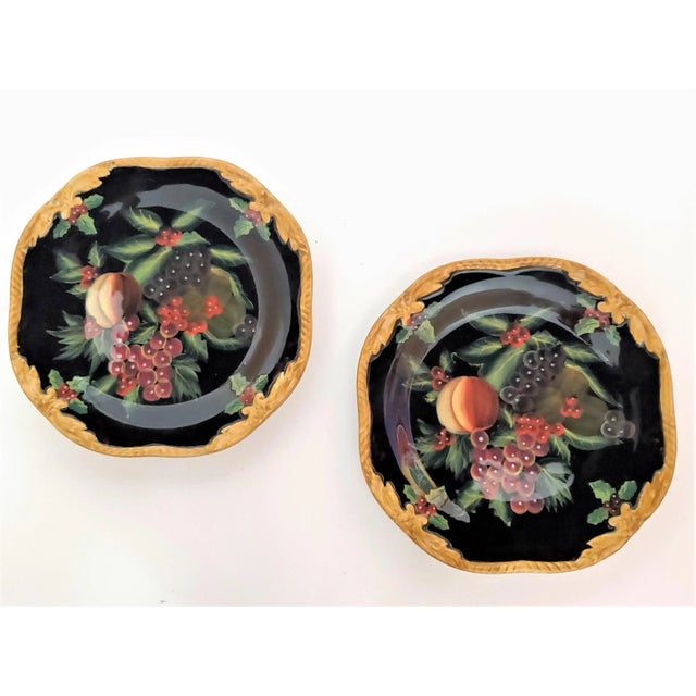 Chelsea House Inc Vintage Raymond Waites Salad Plates With Peaches and Grapes - a Pair For Sale - Image 4 of 11