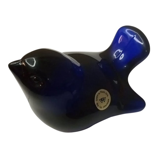 1980s Crystal Au Plomb Germany Cobalt Crystal Bird Figurine For Sale