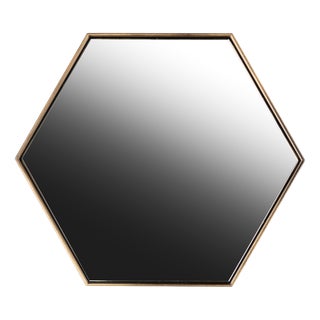 Italian Large Hexagonal Cassiopeia Wall Mirror in Burnished Metal For Sale