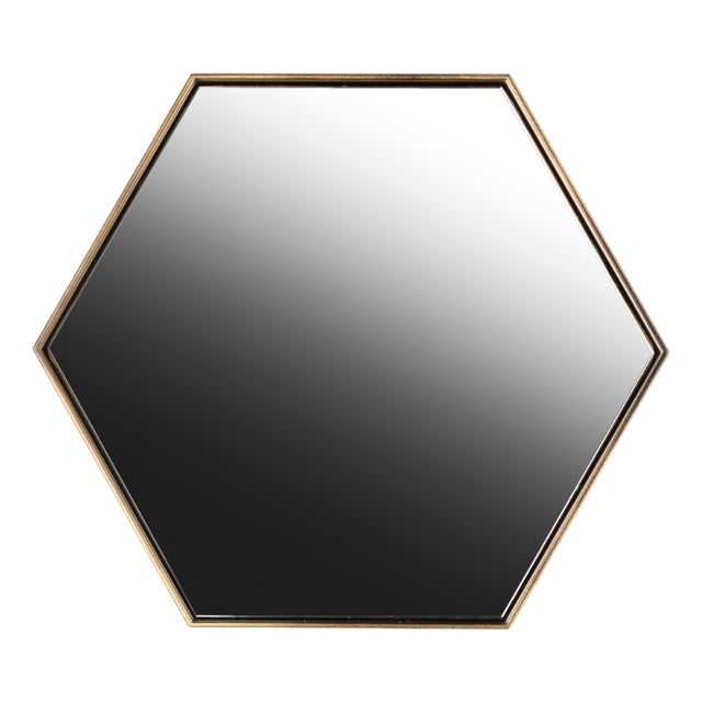 Italian Large Hexagonal Cassiopeia Wall Mirror in Burnished Metal For Sale