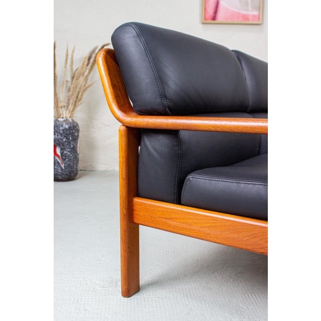Vintage Teak and Leather 2-Seater Sofa from Olsen & Laursen, 1980s For Sale - Image 16 of 17