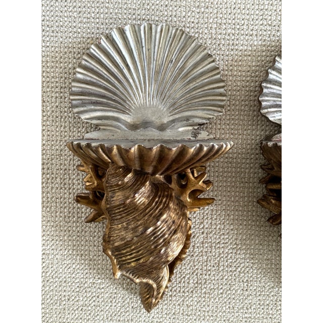 Italian Carved Silvered and Gilded Shell Grotto Wall Shelves For Sale - Image 10 of 12