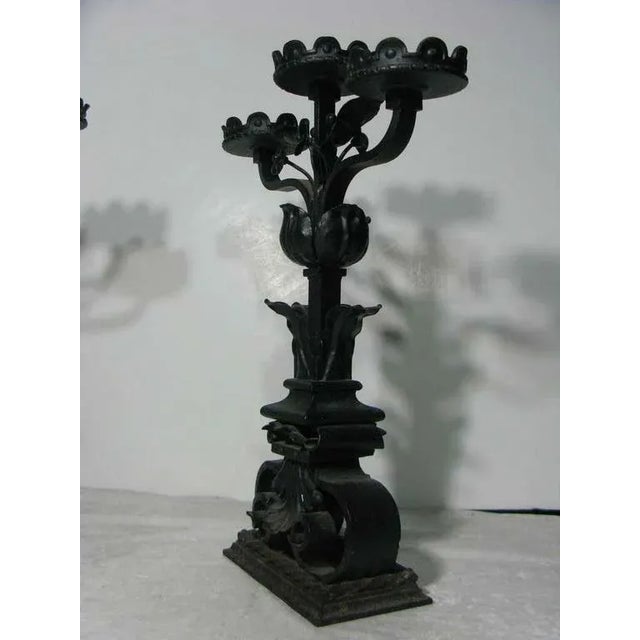 19th Century Large Historic Chateau Iron Candelabra - a Pair For Sale - Image 4 of 9