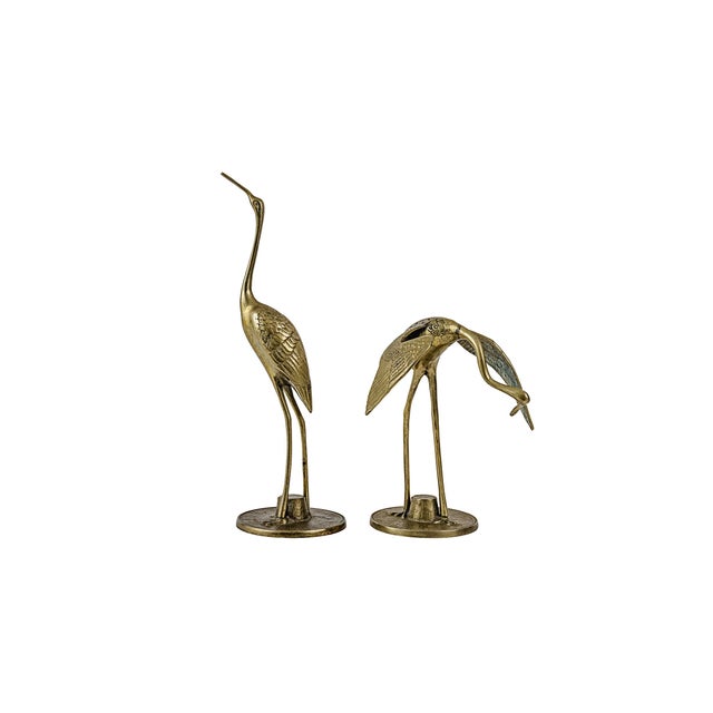Mid-Century Modern Leonard Brass Crane Figurines (12"). Iconic examples of Mid-Century Modern and Hollywood Regency...