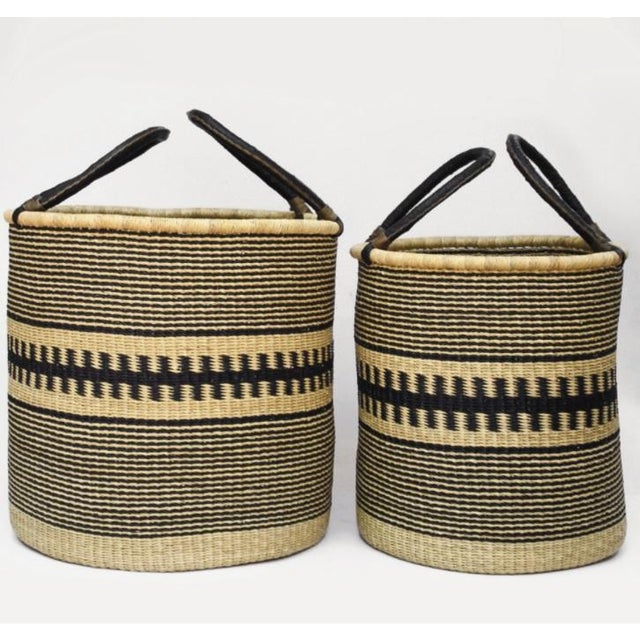 Large Ghana Black and Tan Laundry Basket For Sale - Image 4 of 5