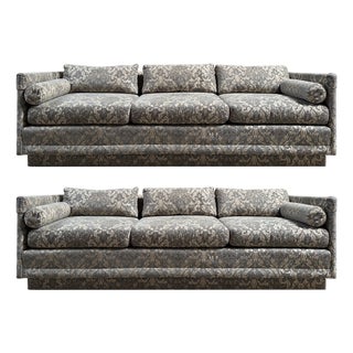 Pair of Mid-Century Modern Tuxedo Sofas in the Style of Milo Baughman for Thayer Coggin For Sale