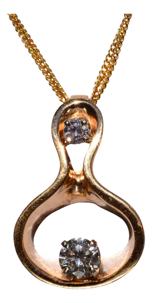The 140th Street: Vintage Yellow Gold and Natural Diamond Modernist Pendant