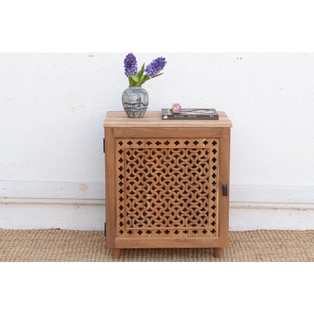 Reclaimed Teak Geometric Jali Nightstand For Sale - Image 9 of 9