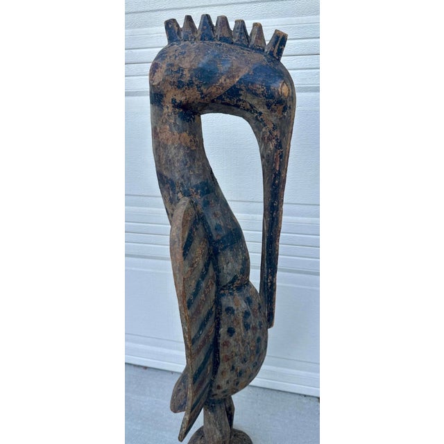 African Antique Senufo Hornbill Sculpture (Porpianong), Côte D’Ivoire – 40” Tall For Sale - Image 3 of 18