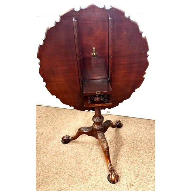 Mid 20th Century Beautiful Mahogany Philadelphia Chippendale Style Dish Top Birdcage Tilt Table For Sale - Image 4 of 14
