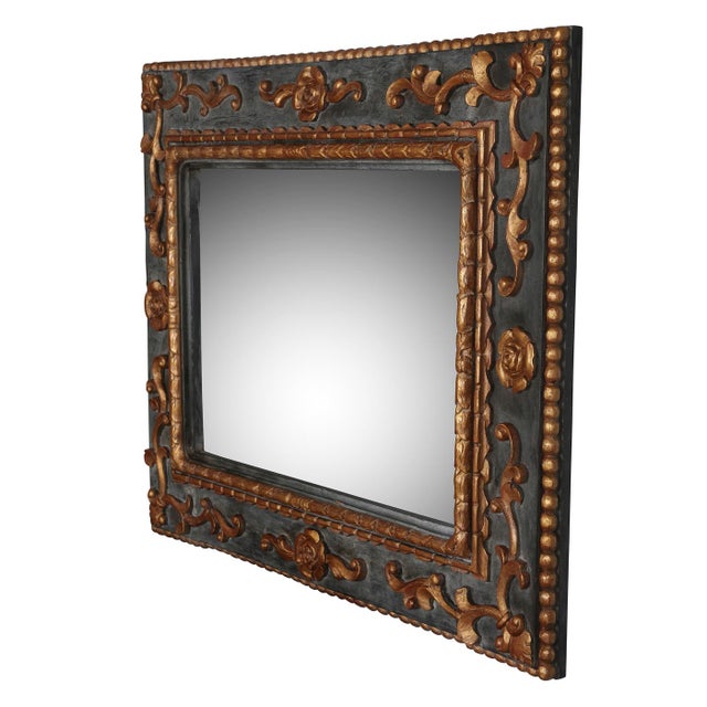 Baroque Painted and Parcel Gilt Italian Mirror For Sale - Image 3 of 3