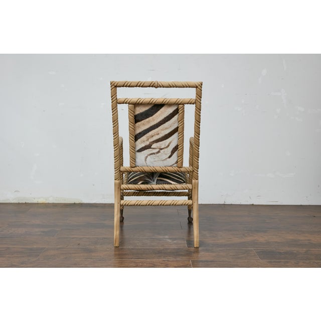 Late Victorian Oak Barley Twist Armchair with Zebra Hide, Ball and Claw Feet For Sale - Image 12 of 12
