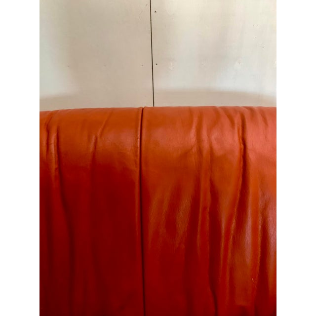1970s 1970s Orange Leather Loveseat Denmark For Sale - Image 5 of 11