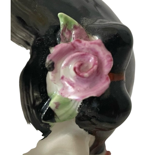 Ceramic Vintage Famille Rose 8” Laughing Lucky Girl Statue Figurine Offerings of Food For Sale - Image 7 of 7