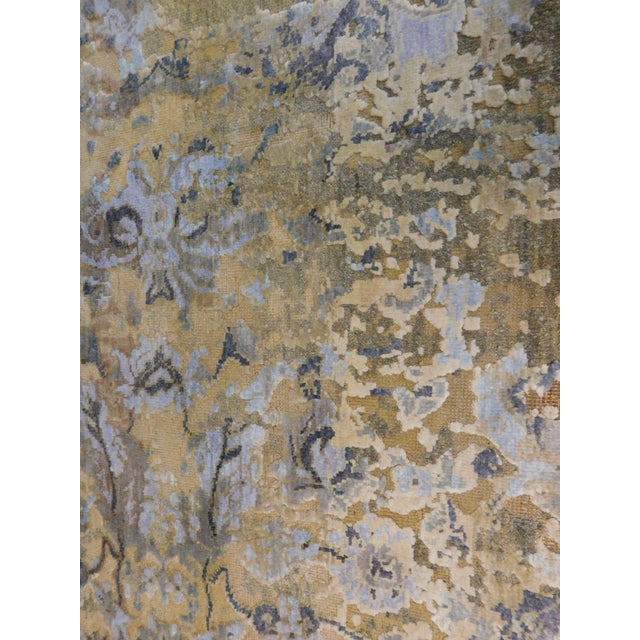 2010s Rare and One-of-a-Kind Hand Knotted Rug With High and Low Texture in Wool and Real Silk. 9'x 12'1" For Sale - Image 5 of 18