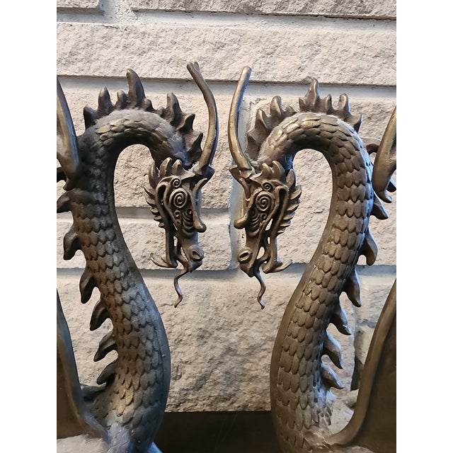 These may have been made for a fireplace andiron or door stop. Whatever, they are fantastic and gorgeous. Each dragon is...