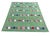 Handmade Cotton Area Rug, Natural Vegetable Dyed, Green and Red Flower Patterned Dhurrie -12'x15' For Sale - Image 9 of 12