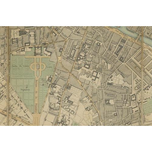 Antique Linen Backed Hand-Colored Map Paris, 1855 For Sale - Image 4 of 12