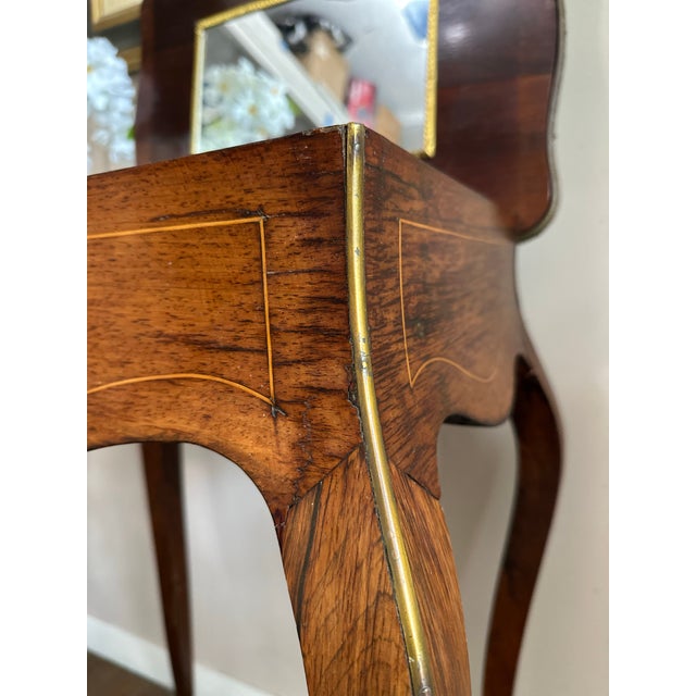 Late 19th Century Antique French Inlaid Vanity Table With Mirror For Sale - Image 5 of 9