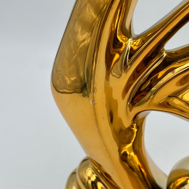 Ceramic Vintage Modern Abstract Gold Ceramic Sculpture Fish or Rabbit For Sale - Image 7 of 10