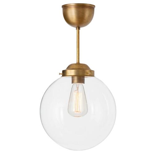 Raw Brass and Clear Glass Ceiling Lamp from Konsthantverk For Sale - Image 6 of 7