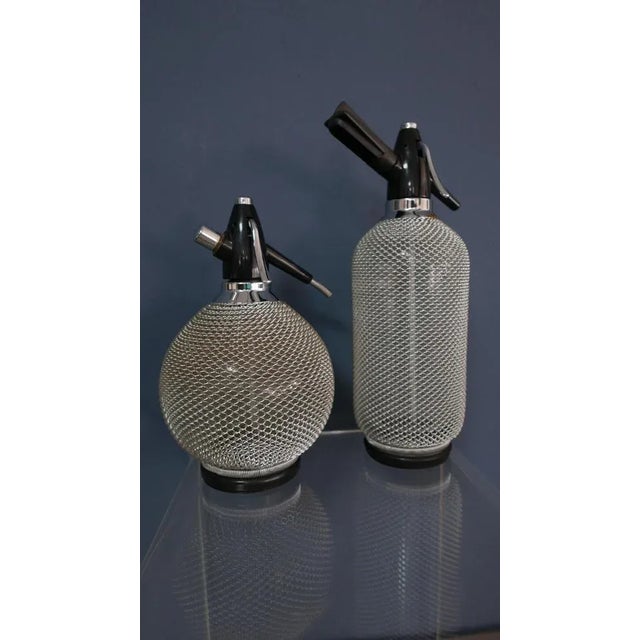 Round Glass & Metal Mesh Soda Bar-Syphons from Merkuria Kovocas, 1950s, Set of 4 For Sale - Image 11 of 13