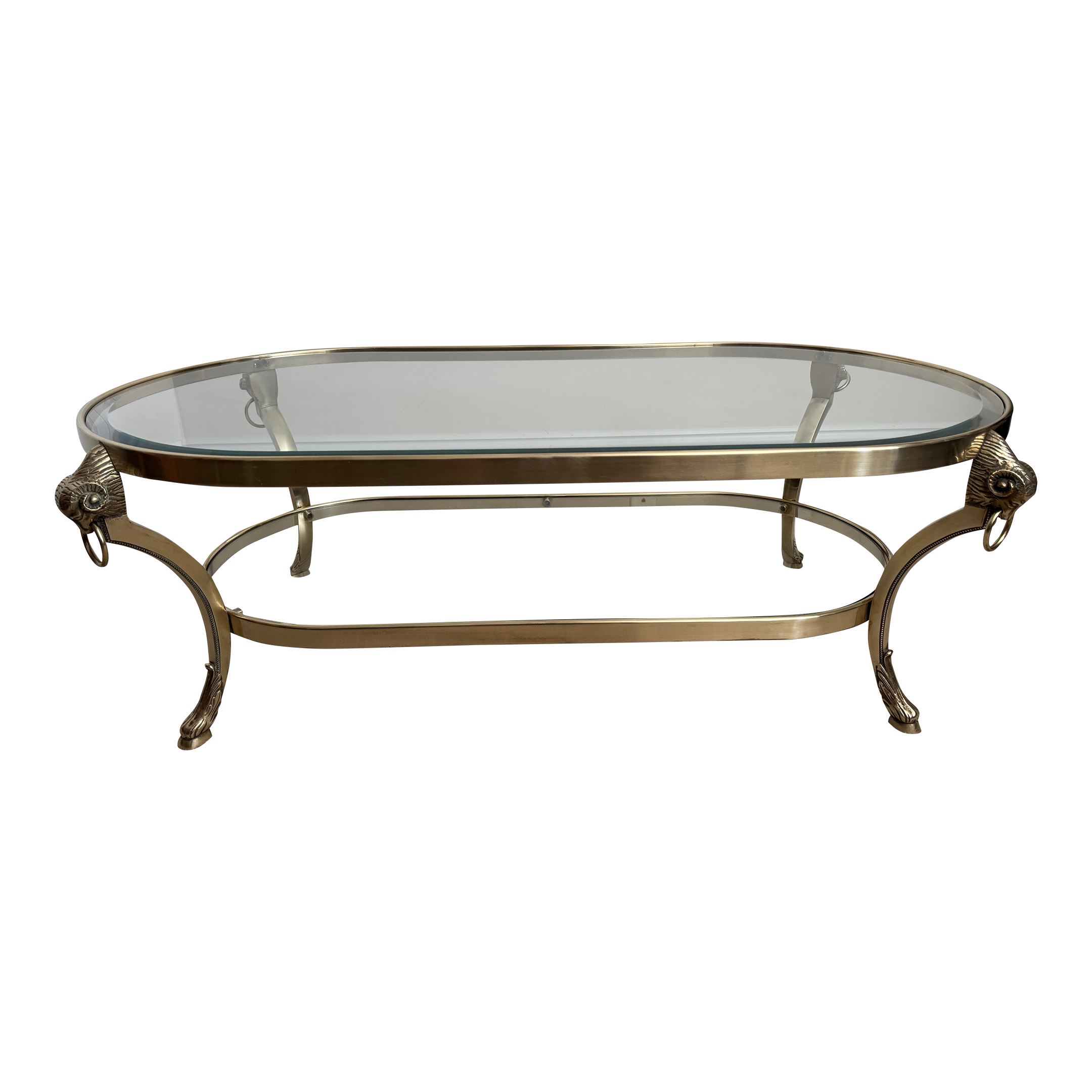 1970s Maison Jansen-Style Brass Two-Tier Glass Cocktail Table