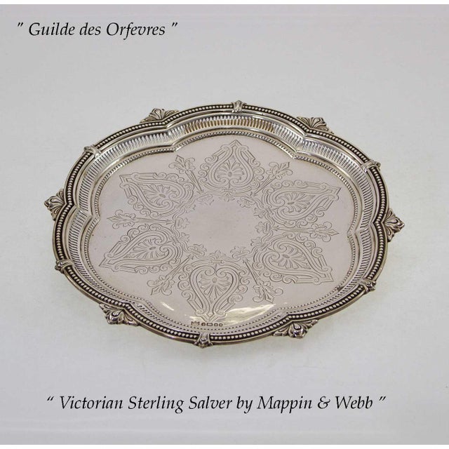 Mid 19th Century 1853 Mappin & Webb Antiques Sterling Round Shaped & Chased Salver For Sale - Image 5 of 7