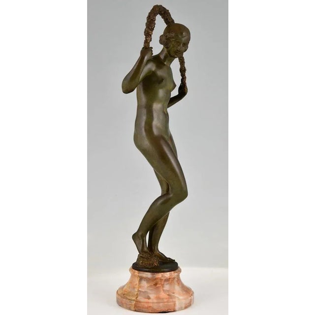 Joe Descomps Cormier, Art Deco Nude with Garland, 1925, Bronze For Sale - Image 6 of 13