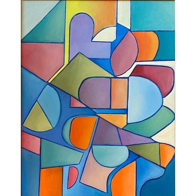 Abstract oil painting on canvas panel untitled by Satori Gregorakis. Signed in the lower right corner. Framed Satori...