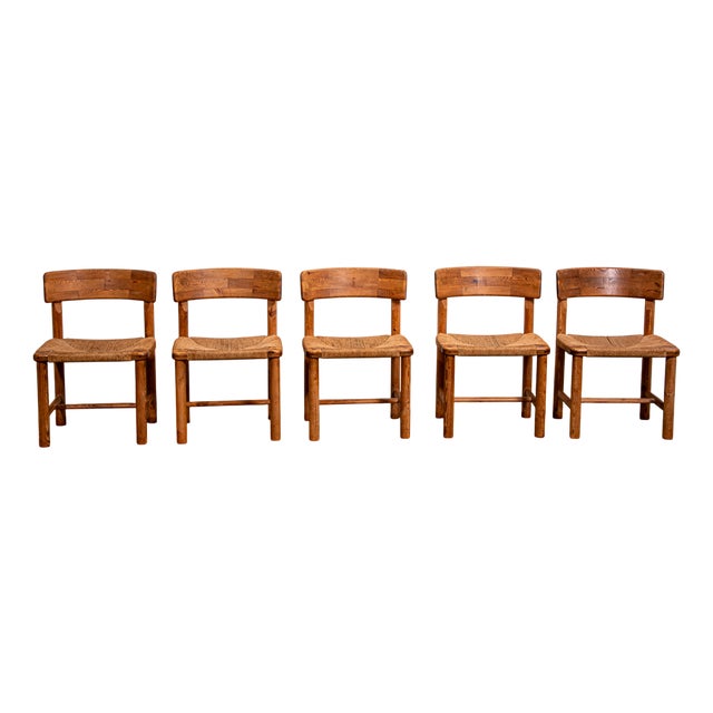Pine and Chord Chairs by Rainer Daumiller, 1985, Set of 5 For Sale