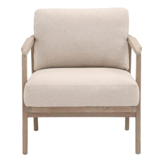 Harbor Linen & Oak Club Chair, Flax For Sale