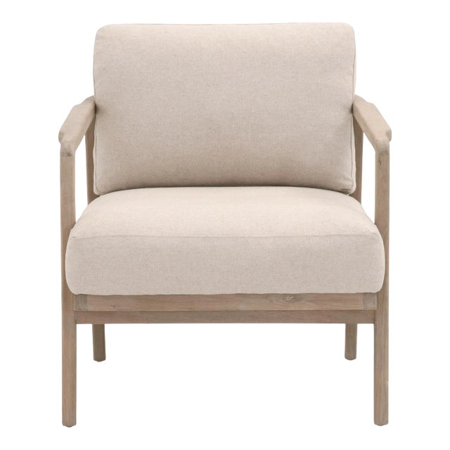 Harbor Linen & Oak Club Chair, Flax For Sale